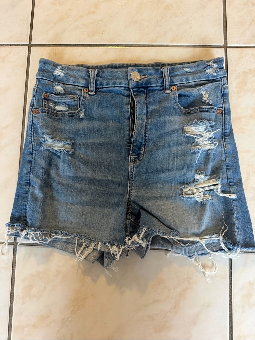 American Eagle Outfitters Light Blue Distressed Denim Shorts